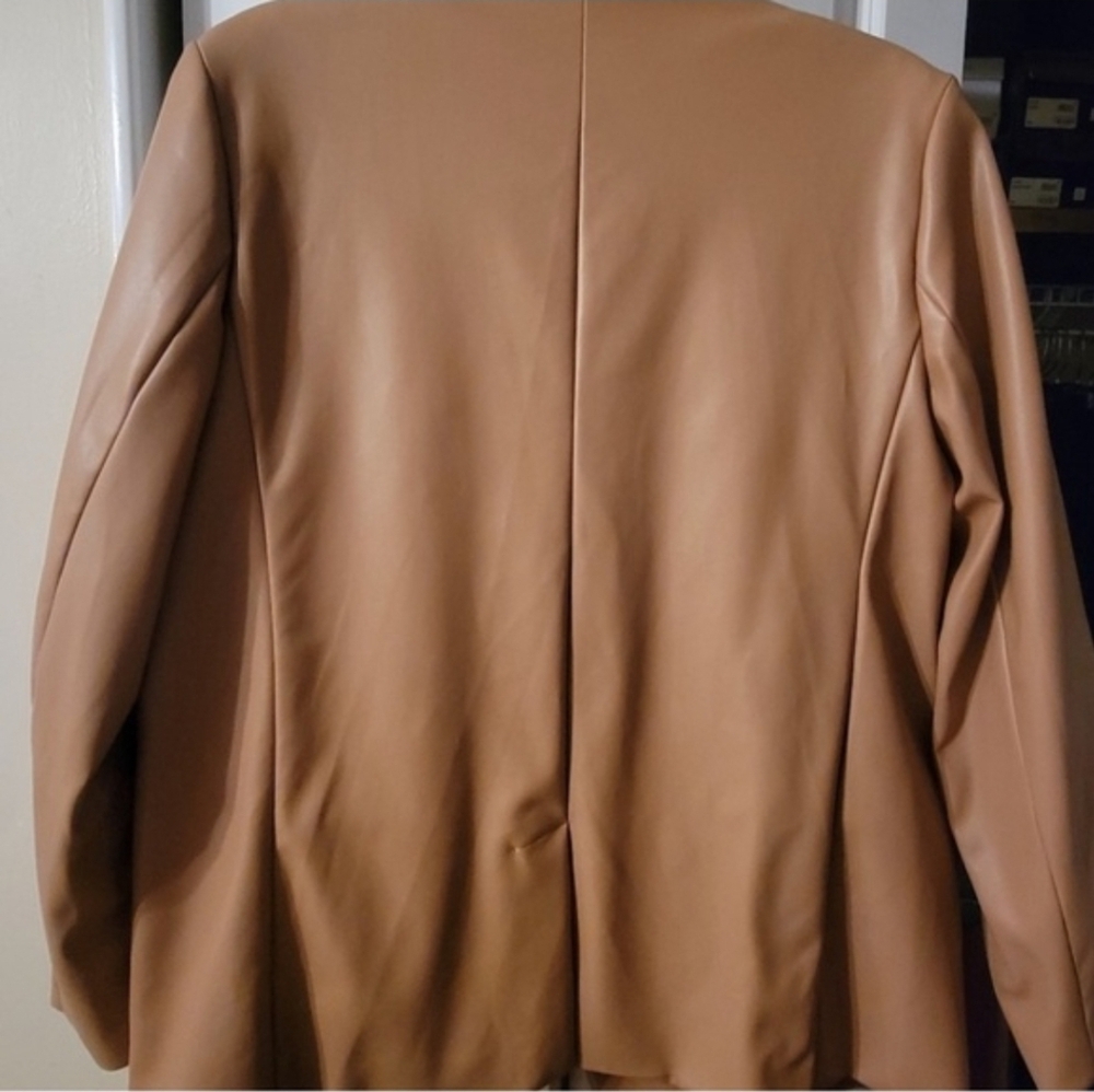 Women's Faux Leather Blazer - Picture 2 of 4